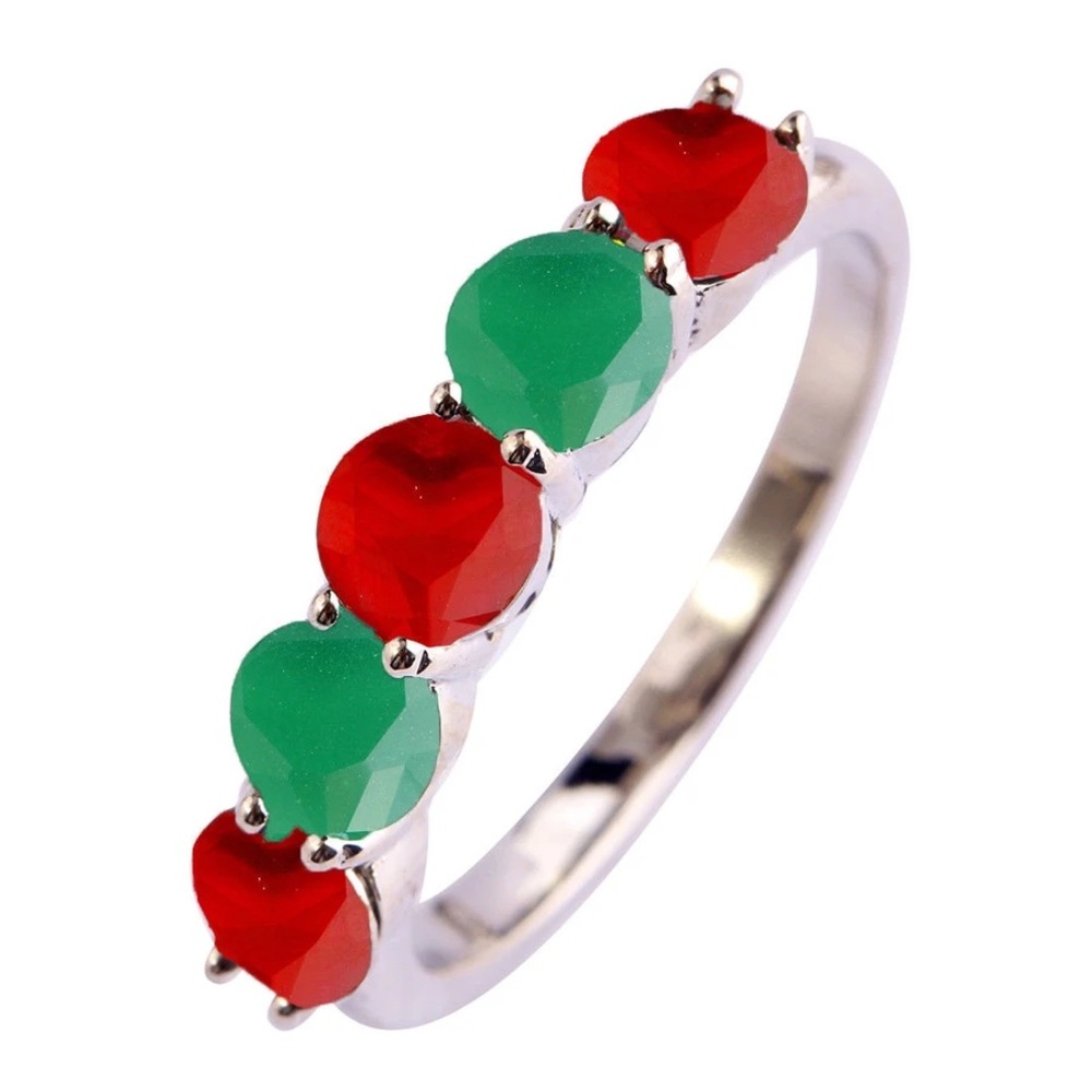 Sterling Silver Ring Sz 10 Emerald n Ruby